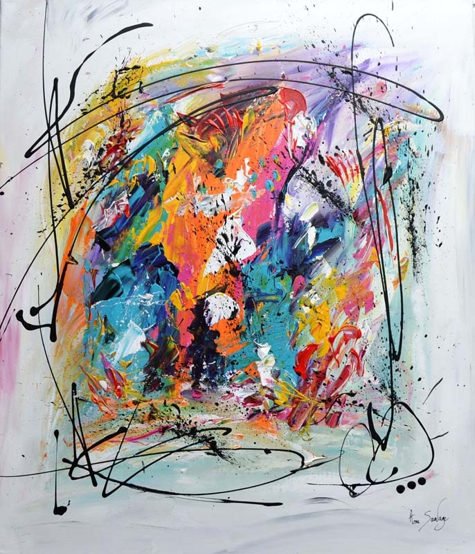 tableau contemporain multicolore fond blanc